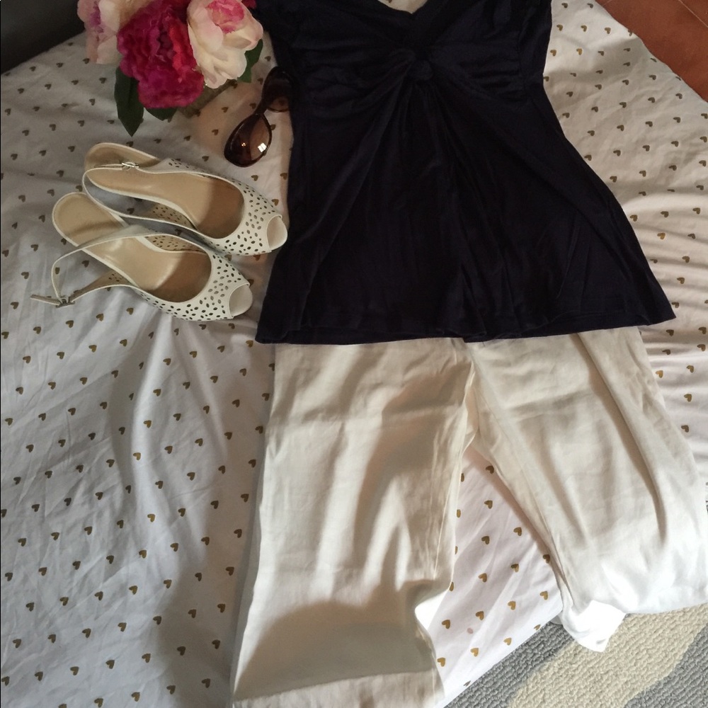 NWT White Linen Maternity Pants Pea in the Pod